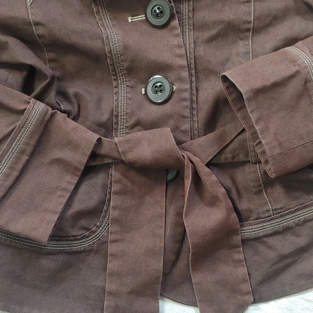 Robert Louis Y2K Chocolate Brown Belted Tench-style Shacket – Size S - Picture 2 of 6